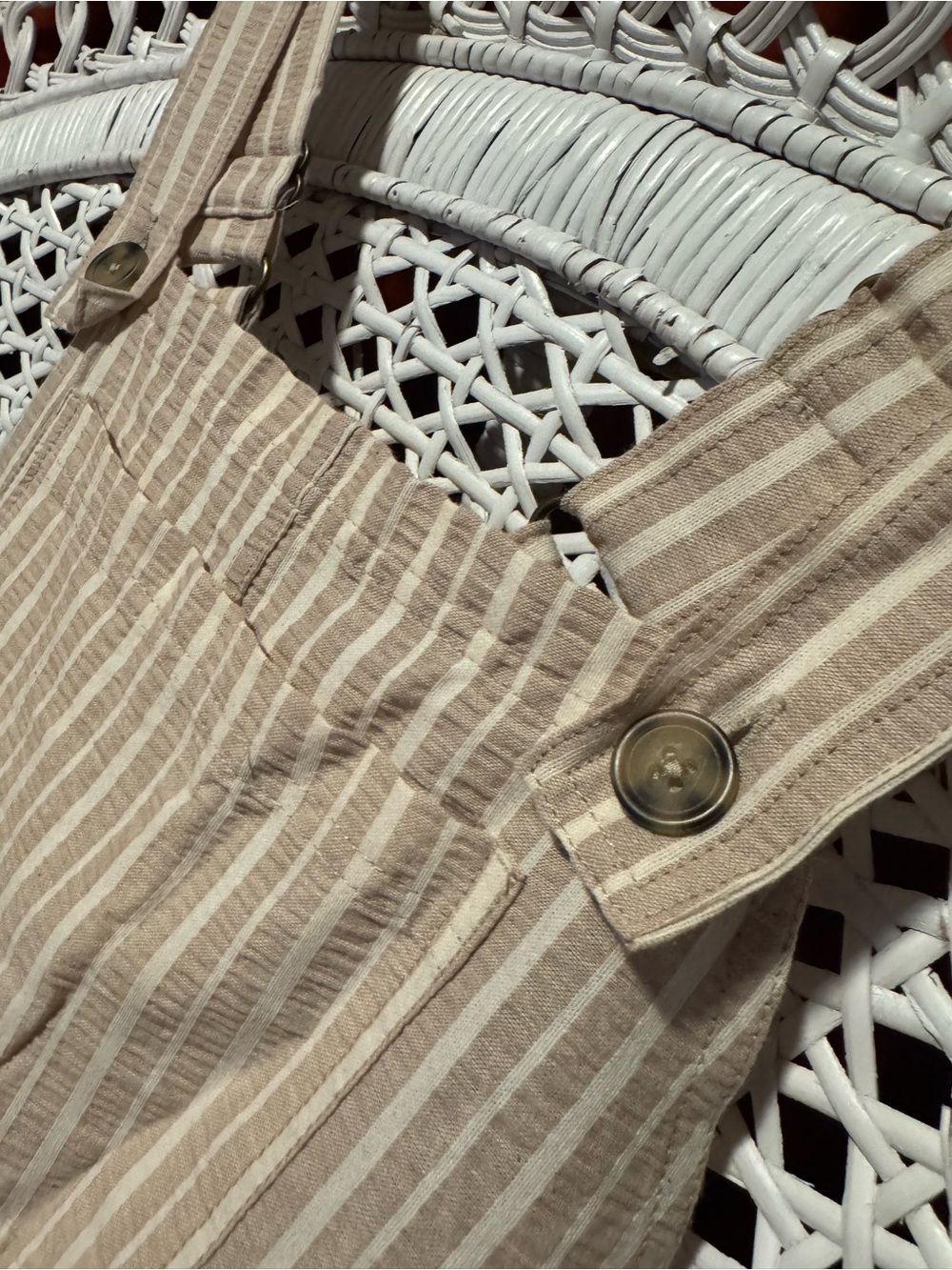 Wild Fable Beige Striped Cotton Overalls - Picture 3 of 11